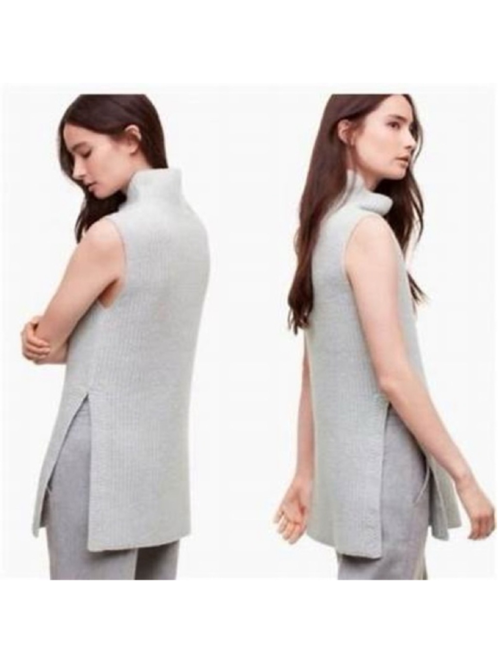 Aritzia Durandal Wool Cowl Neck Sleeveless Tunic Sweater minimalist sz xs